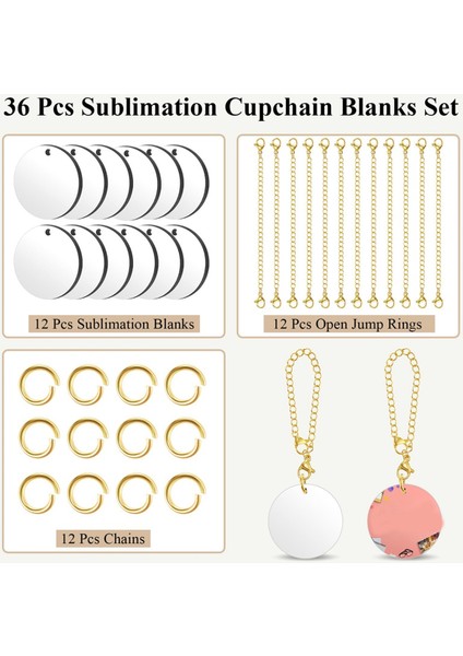 12 Set Süblimasyon Charm Isim Kimlik Charm Altın (Yurt Dışından)