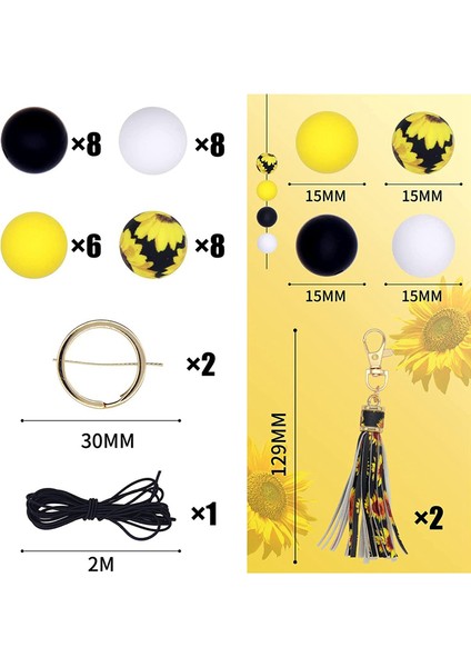 Anahtarlık Yapımı Için Silikon Boncuklar Püsküllü 15MM Ayçiçeği Boncukları (Yurt Dışından) fırsatları