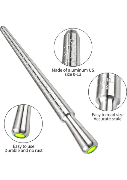 Yüzük Ölçü Aleti Metal Mandrel Ölçüm Çubuğu Halka Mandrel Alüminyum (Yurt Dışından) fırsatları