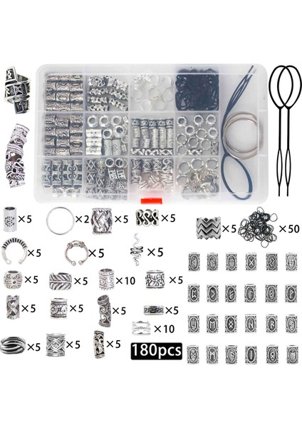 180 Parça Karışık Dreadlock Boncuk (Yurt Dışından)