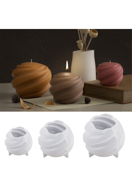 3 Adet Dönen Top Mum Kalıbı Spiral Oymalı Aromaterapi Mum Kalıbı (Yurt Dışından)
