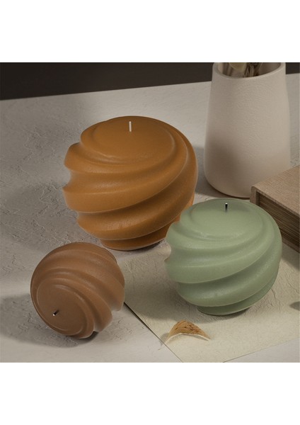 3 Adet Dönen Top Mum Kalıbı Spiral Oymalı Aromaterapi Mum Kalıbı (Yurt Dışından)