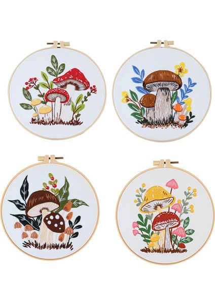 Yeni Başlayanlar Için 4 Set Nakış Seti Kasnak Renkli Iplikler Alet Dahil (Yurt Dışından)