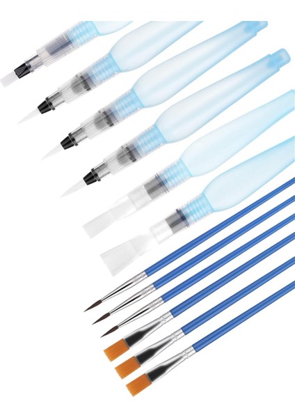 6 Parça Suluboya Fırça Kalemleri ve 6 Parça Boya Fırçası Seti (Yurt Dışından)