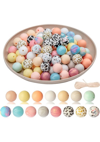 15 mm Silikon Boncuklar Kendin Yap Anahtarlık Kolye Bileklik Yuvarlak Boncuklar (Yurt Dışından)