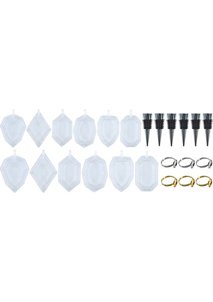 Reçine Kalıpları 24 Parça Set 12 Parça Geometrik Değerli Taş Silikon Kalıpları (Yurt Dışından)