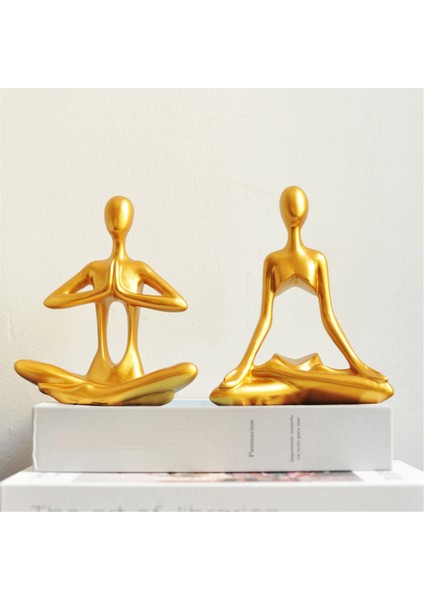 Yoga Figürü Masaüstü Yoga Heykeli Yoga Figürü Seti Siyah (Yurt Dışından)