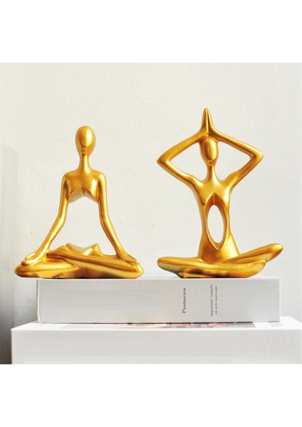 Yoga Figürü Masaüstü Yoga Heykeli Yoga Figürü Seti Siyah (Yurt Dışından)