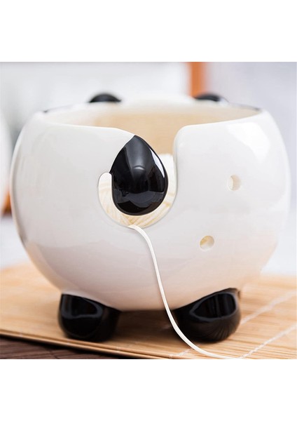 Panda Şekilli Iplik Kasesi Örgü Yünü Saklama Sepeti Delikli Yuvarlak (Yurt Dışından)