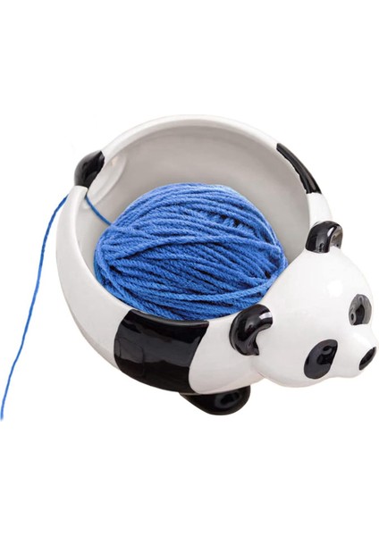 Panda Şekilli Iplik Kasesi Örgü Yünü Saklama Sepeti Delikli Yuvarlak (Yurt Dışından)