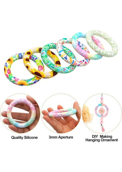 6 Adet Silikon Boncuklu O Halka 2 Delikli 65MM Yuvarlak Silikon Halka (Yurt Dışından) fırsatları