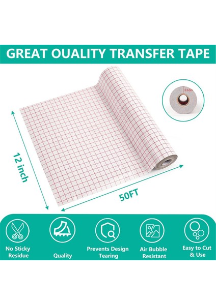 Şeffaf Vinil Transfer Kağıdı Bant Rulosu 12 Inç x 50 Ft (Yurt Dışından) fiyatları