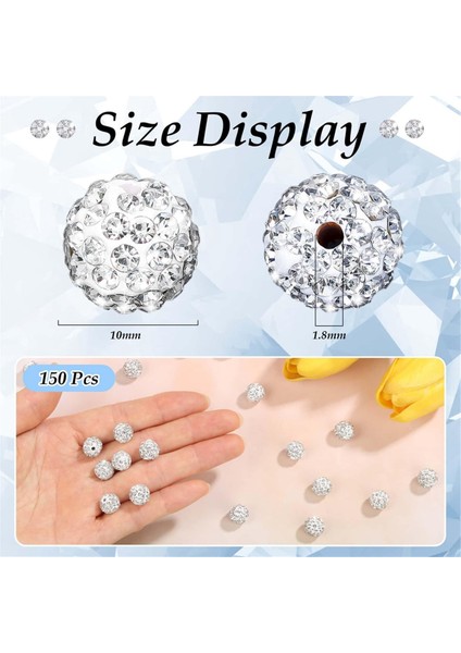 150 Adet 10MM Yapay Elmas Boncuk Takı Yapımı Için (Yurt Dışından)