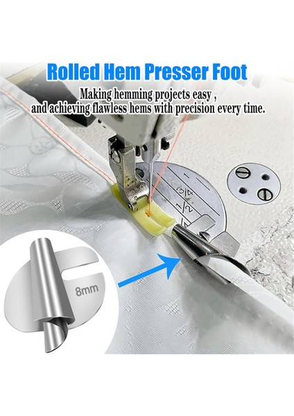 Dikiş Rulo Kenar Ayağı Evrensel 5 Adetpaket 3mm-7mm Kavisli Kaydırma (Yurt Dışından)