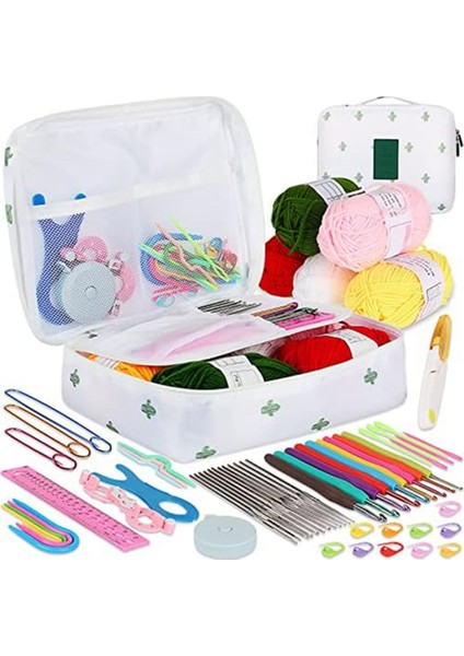 58 Parça Tığ Işi Seti Iplik ve Örgü Aksesuarları Seti (Yurt Dışından)