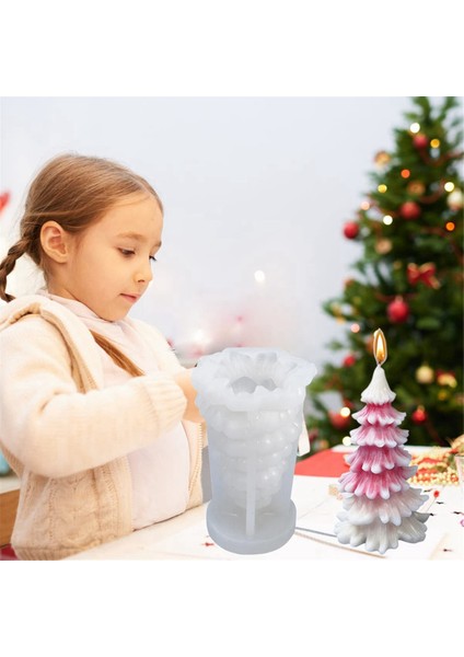 3 Adet Noel Ağaçları Mum Kalıbı 3D Dıy Silikon Mum Kalıbı (Yurt Dışından)