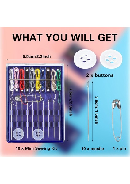 10 Kutu Mini Dikiş Seti Hızlı Düzeltme Dikiş Seti Küçük Seyahat Dikiş Seti (Yurt Dışından)