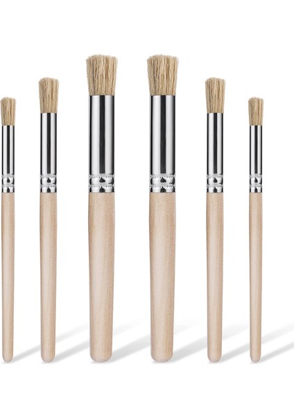 6 Adet Ahşap Şablon Fırçaları Boyama Için Akrilik Boya Için 3 Boyut (Yurt Dışından)