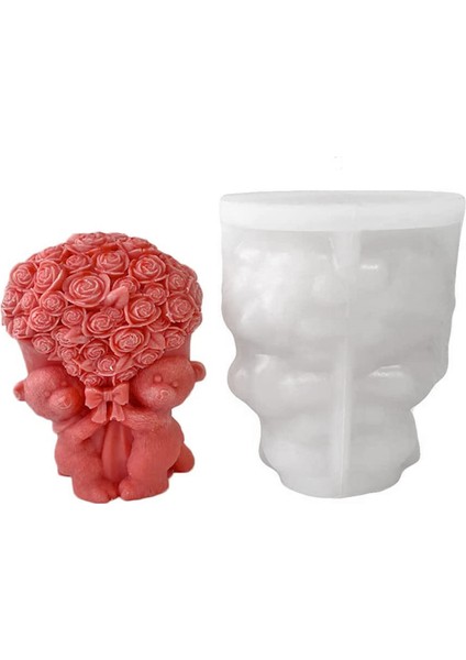 Sevgililer Günü Gül Ayı Silikon Kalıp Silikon 3D Mum Kalıpları B (Yurt Dışından)