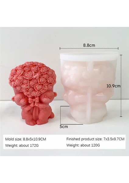 Sevgililer Günü Gül Ayı Silikon Kalıp Silikon 3D Mum Kalıpları B (Yurt Dışından) modelleri
