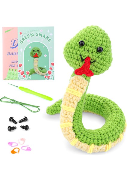 Yılan Örgü Seti Örgü Iplik Iğneleri Peluş Bebek Kolay Yeşil (Yurt Dışından)