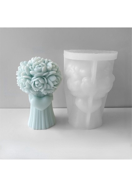 B-3d Fiyonklu Aşk Kalp Buket Gül Mum Silikon Kalıp (Yurt Dışından) fırsatları