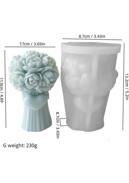 B-3d Fiyonklu Aşk Kalp Buket Gül Mum Silikon Kalıp (Yurt Dışından) indirimleri