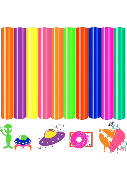 Htv Isı Transfer VINIL-30X25CM 10 Levha Neon Vinil Yeşil Neon Htv (Yurt Dışından)