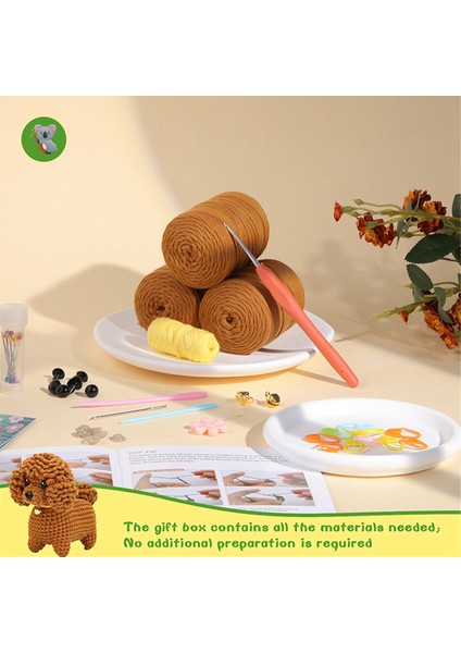 Dıy Teddy Köpek Örgü Seti Örgü Ipliği Iğneleri Peluş Bebek Kolay (Yurt Dışından)