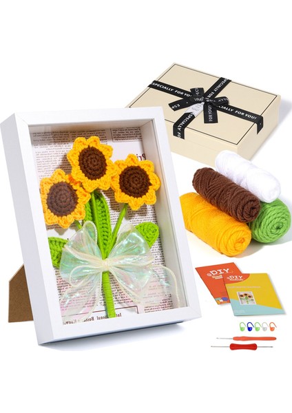 Tığ Işi Seti Kendin Yap Iğneli Ayçiçeği Tığ Işi Seti Fotoğraf Çerçeveli (Yurt Dışından)