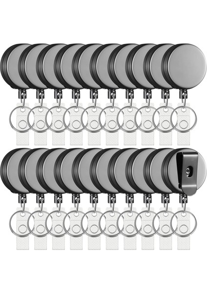 20 Paket Geri Çekilebilir Rozet Tutucu Makarası Kemer Klipsi ve Anahtarlıklı (Yurt Dışından)