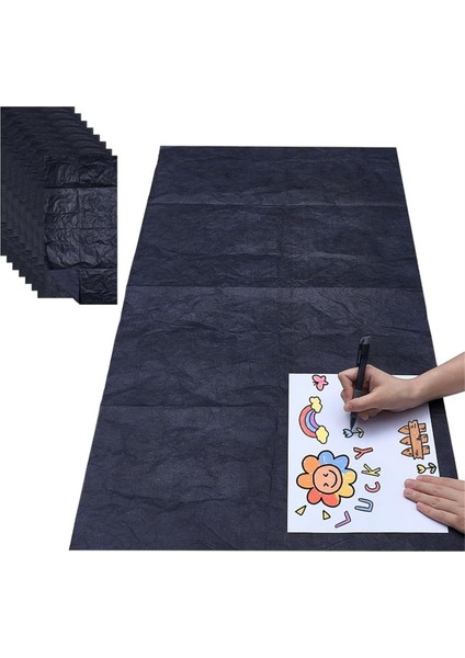 8 Yaprak Büyük Karbon Kağıdı 41X20 Inç Siyah Grafit Transfer Kağıdı (Yurt Dışından)