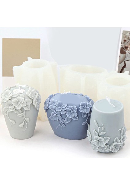 Silindir Mum Kalıpları Silikon Aromaterapi Mumları Için 3D Kalıp A (Yurt Dışından)