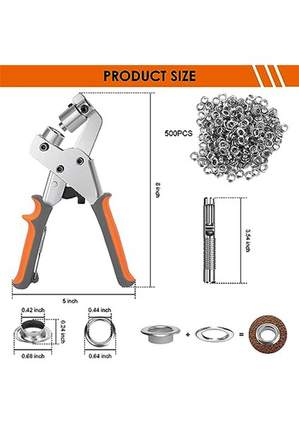 Grommet Alet Takımı 500 Kumaş Brandalar Için Göz ve Grommet Delgisi (Yurt Dışından) indirimleri