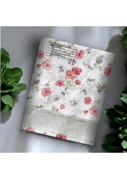 Dolores Pvc Masa Örtüsü Kenar Dantel Beyaz - Kırmızı