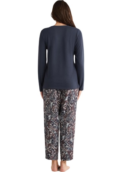 Kadın Mavi Pijama Takım 9718 fırsatları