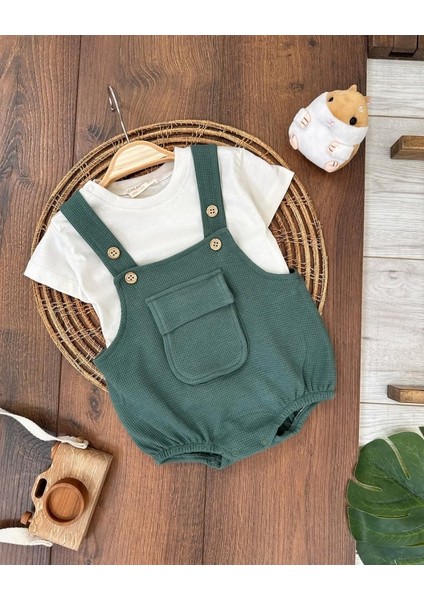 Çıtçıtlı Body Zıbın Pamuklu Cepli 2li Günlük Erkek Bebek Salopet Tulum