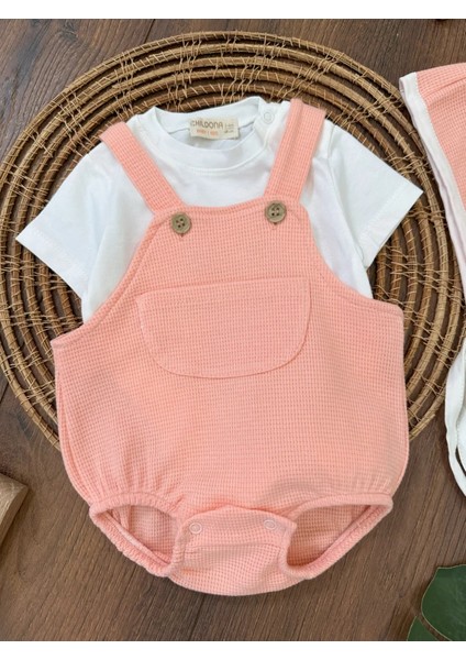 Çıçıtlı Zıbın ve Body Şapkalı Pamuklu Cepli 3lü Günlük Kız Çocuk Salopet Tulum modelleri