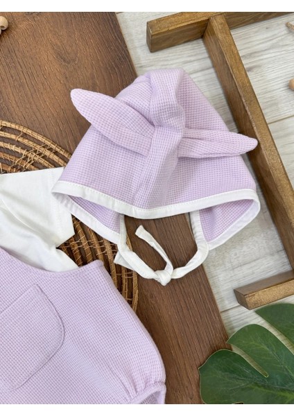 Çıçıtlı Zıbın ve Body Şapkalı Pamuklu Cepli 3lü Günlük Kız Çocuk Salopet Tulum modelleri