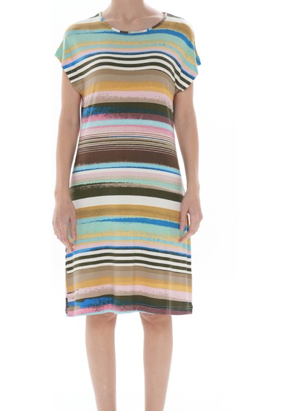 Çizgi Desenli Kadın Elbise( Büyük Beden Seçeneğiyle)