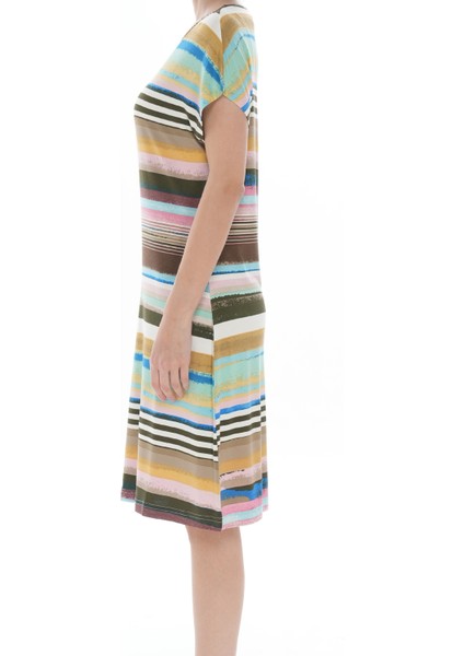 Çizgi Desenli Kadın Elbise( Büyük Beden Seçeneğiyle) fiyatları