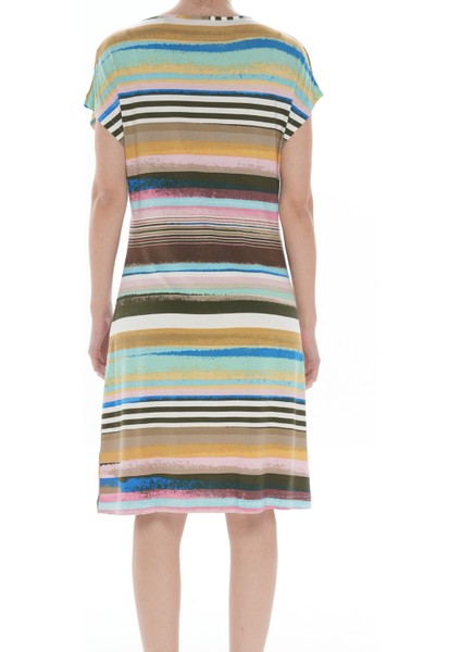 Çizgi Desenli Kadın Elbise( Büyük Beden Seçeneğiyle) modelleri