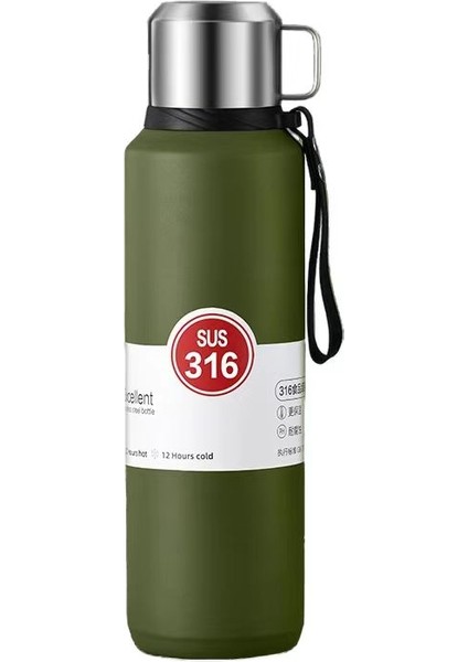 316 Paslanmaz Çelik Büyük Kapasiteli Termos Bardak, Açık Spor Taşınabilir Termos Bardak, 1.5l (Yurt Dışından)