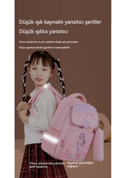 Su Geçirmez Büyük Kapasiteli Kız Öğrenci Okul Çantası, Omurga Yükü Azaltma, Gece Güvenlik Yansıtıcı (Yurt Dışından)