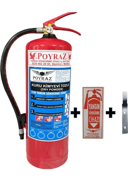 Yangın Söndürme Tüpü Abc Tozlu 6kg 2023 Üretim 2027 tekrar dolum askı aoaratı levha hedıyeli