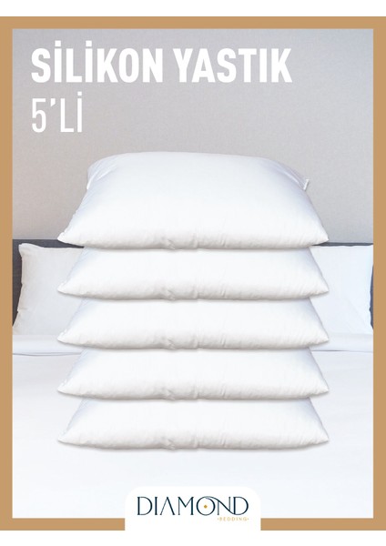 5 Adet Silikon Yastık 800 gr Mikrofiber Kumaş Silikon Elyaf Dolgulu Ev Otel 5'li Çeyiz Yastığı modelleri