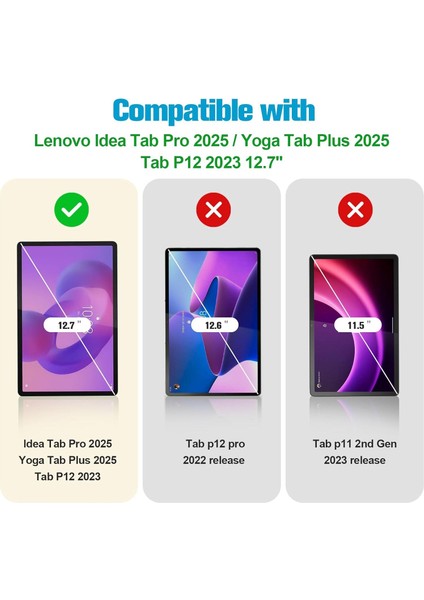 Lenovo Idea Tab Pro 2025/YOGA Tab Plus 2025/TAB P12 2023 Uyumlu Temperli Cam Ekran Koruyucu 2 Adet