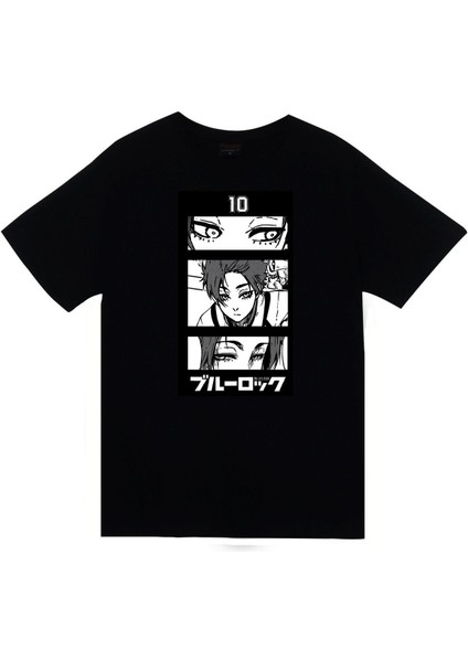 Blue Lock, Itoshi Sae Anime Baskılı Unisex %100 Pamuk Siyah T-Shirt