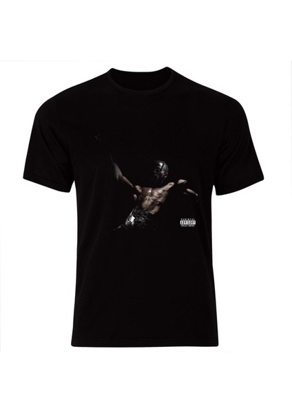 Utopia Travis Scott Baskılı Unisex %100 Pamuk Siyah T-Shirt