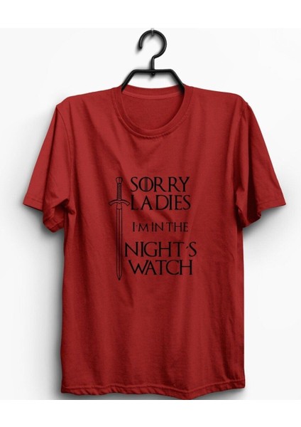 Unisex Kırmızı Game Of Thrones Baskılı T-Shirt